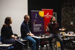 Beatrice Carney (BBC NoW), Evan Dawson (NYAW) and Laurence Collier (Siglo Section) in a panel discussion