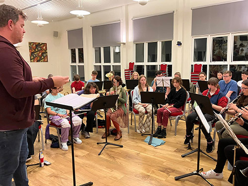 Wind band rehearsal