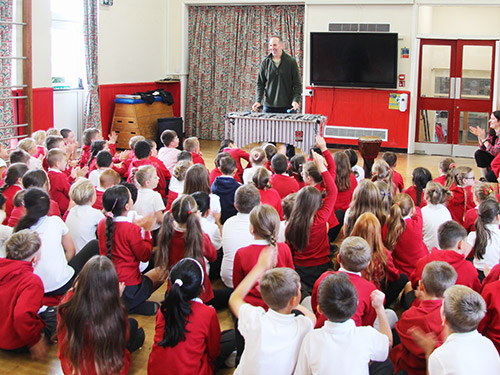 School children engaging in classroom activity